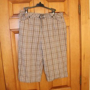 Plaid Cotton/Spandex Capri Pants - Size Ladies 14